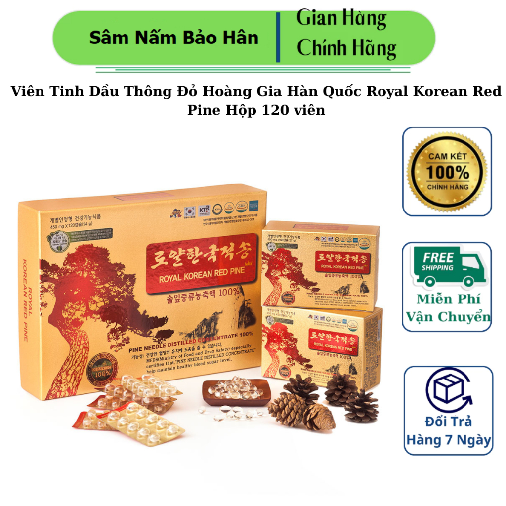 Viên Tinh Dầu Thông Đỏ Hoàng Gia Hàn Quốc - Royal Korean Red Pine, Hộp 120 viên