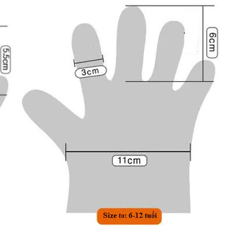 Set 100 Bao Tay Trẻ Em - Găng Tay Nilon Siêu Dai Dùng Một Lần Cho Bé Đảm Bảo Vệ Sinh An Toàn Thực Phẩm