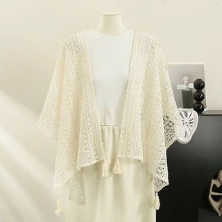 Áo Khoác Ren Dệt Kim Dạng Khăn Tua Rua Dáng Rộng Kiểu Cổ Trang Free Size - Sang Chảnh Phù Hợp Khi Đi Du Lịch 2026