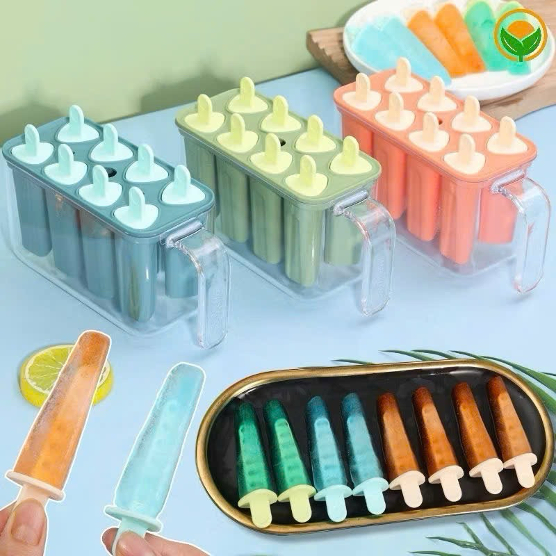 Khuôn làm kem 8 ô bằng nhựa an toàn dễ vệ sinh