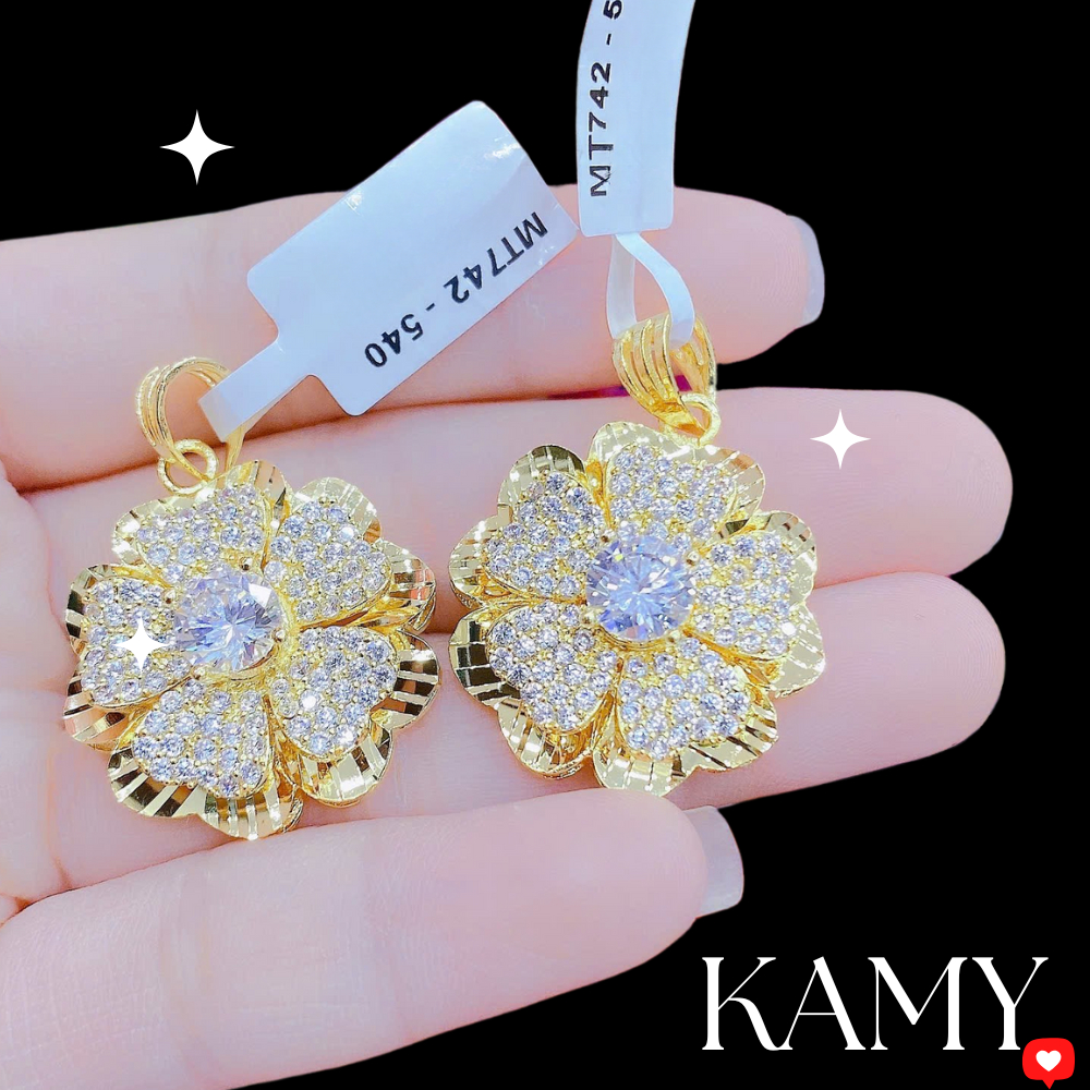Mặt Dây Chuyền Nữ Mạ Vàng Hoa Đá Lấp Lánh KAMY MT742
