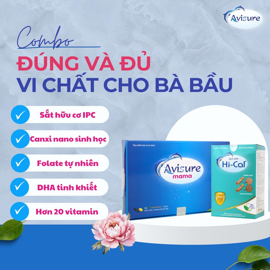 Ảnh Combo Sắt canxi DHA vitamin Avisure mama + Hical và cho bà bầu hộp 120 viên 2