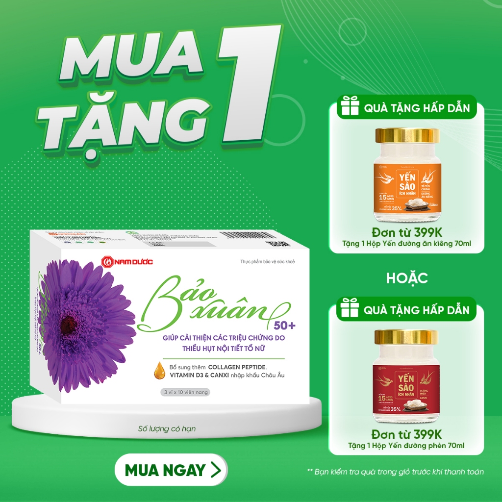 Ảnh Combo 3 hộp viên uống Bảo Xuân 50+ giúp bổ sung nội tiết tố nữ, làm chậm lão hoá, giảm bốc hoả, cáu gắt 30 viên/hộp 1