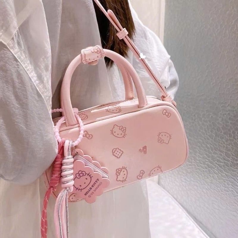 Túi Xách Chính Hãng - Túi Đeo Chéo Da Chần Chống Nước Quai Da Phối Hoạ Tiết Cute Rộng Sang Chảnh