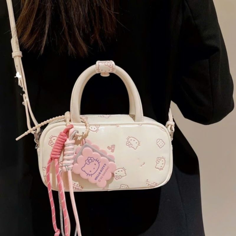 Túi Xách Chính Hãng - Túi Đeo Chéo Da Chần Chống Nước Quai Da Phối Hoạ Tiết Cute Rộng Sang Chảnh
