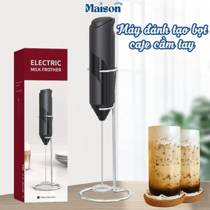 Máy đánh trứng mini inox 304 cao cấp, Máy tạo bọt cà phê MAISON cầm tay sử dụng pin- Nhựa ABS