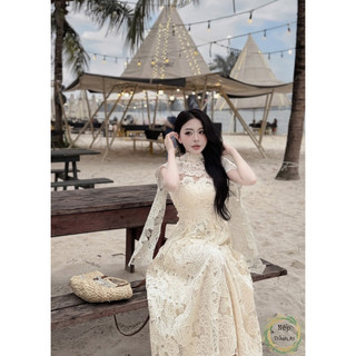 Váy ren xoè 2 dây kèm khăn tiểu thư xinh xỉu 💯💝đi CHƠI, đi LÀM sang chảnh, xinh XINH đẹp tuyệt vời !!😘