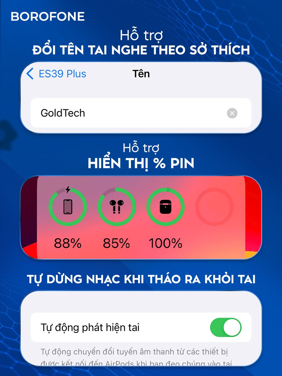 Ảnh Tai nghe bluetooth không dây Hoco EW74, hỗ trợ nghe gọi, cảm ứng chuyển bài, nghe nhạc 4 giờ liên tục 2