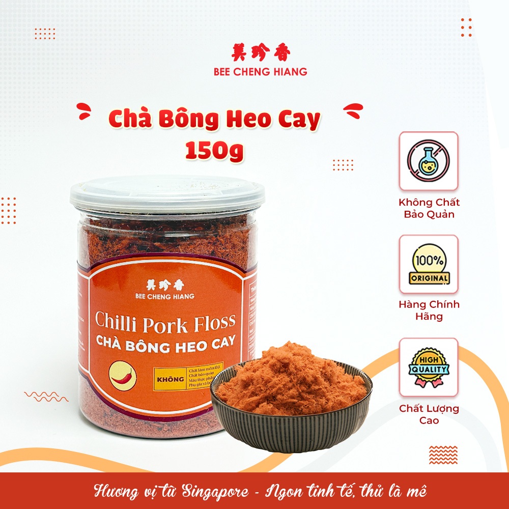 Chà bông heo cay Bee Cheng Hiang - hũ nhựa 150g - Chilli prok floss ...