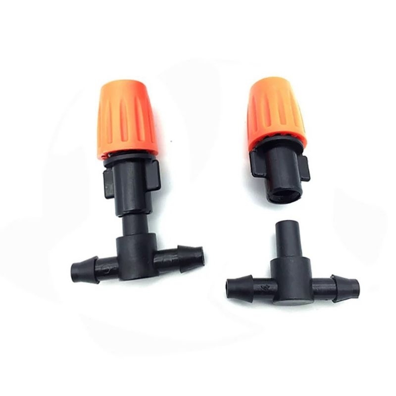 10 cái [10 cái ]Béc phun sương cam kèm tê nối ống 6mm, béc tưới cây, làm mát không khí