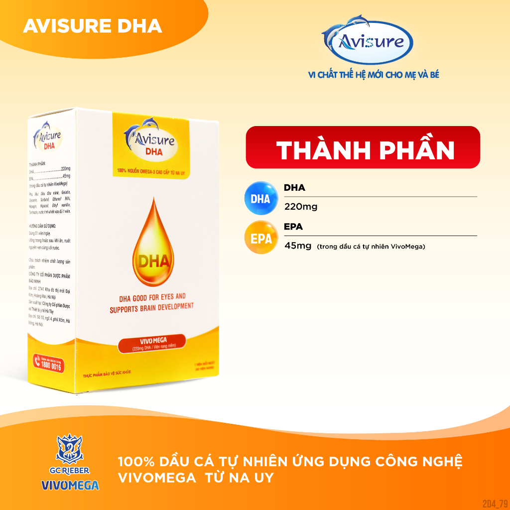 Ảnh DHA cho bà bầu Avisure giúp phát triển trí não, bé trí thông minh khỏe mạnh hộp 40 viên 2