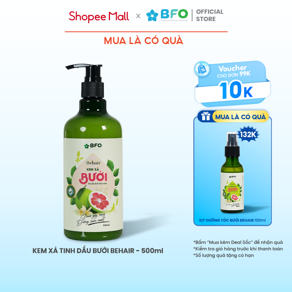 Ảnh (TẶNG XỊT DƯỠNG TÓC) Dầu Gội Bưởi Dưỡng Tóc Tinh Dầu Bưởi Mọc Tóc Phục Hồi Tóc BFO Behair 500ml 2