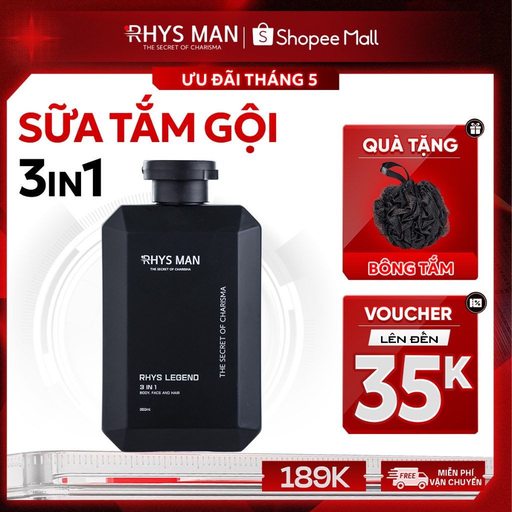 Ảnh Sữa tắm gội nam 3in1 RHYS MAN hương nước hoa Rhys Legend 350ml 1