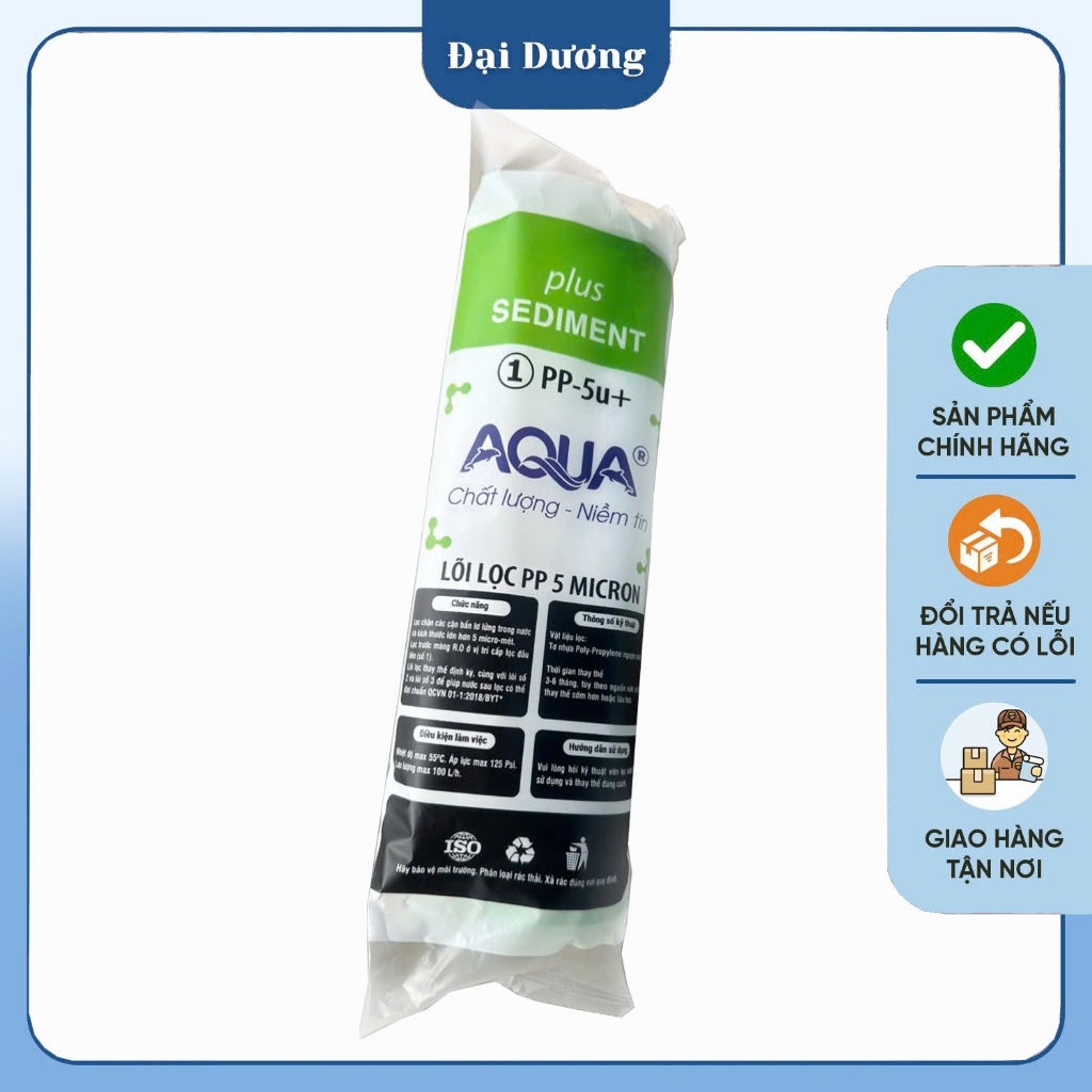 Bộ lõi lọc 1 2 3 Aqua chính hãng bọc giấy dùng cho máy lọc nước RO gia đình