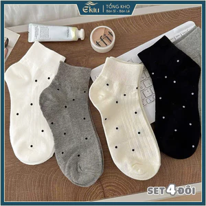Tất vớ nữ cổ lửng họa tiết chấm bi hiện đại, chất liệu mềm mịn thoáng khí - Ekiu Shop