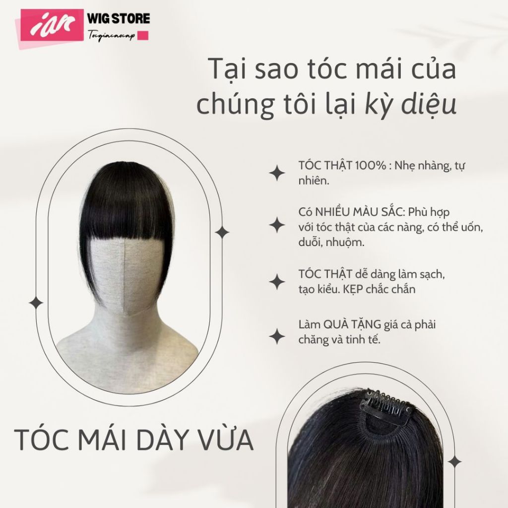 TÓC Giả Mái Thưa Bằng TÓC THẬT 100%- Dệt Tay Siêu HOT Phong Cách Hàn Quốc ( Uốn Duỗi theo ý muốn)
