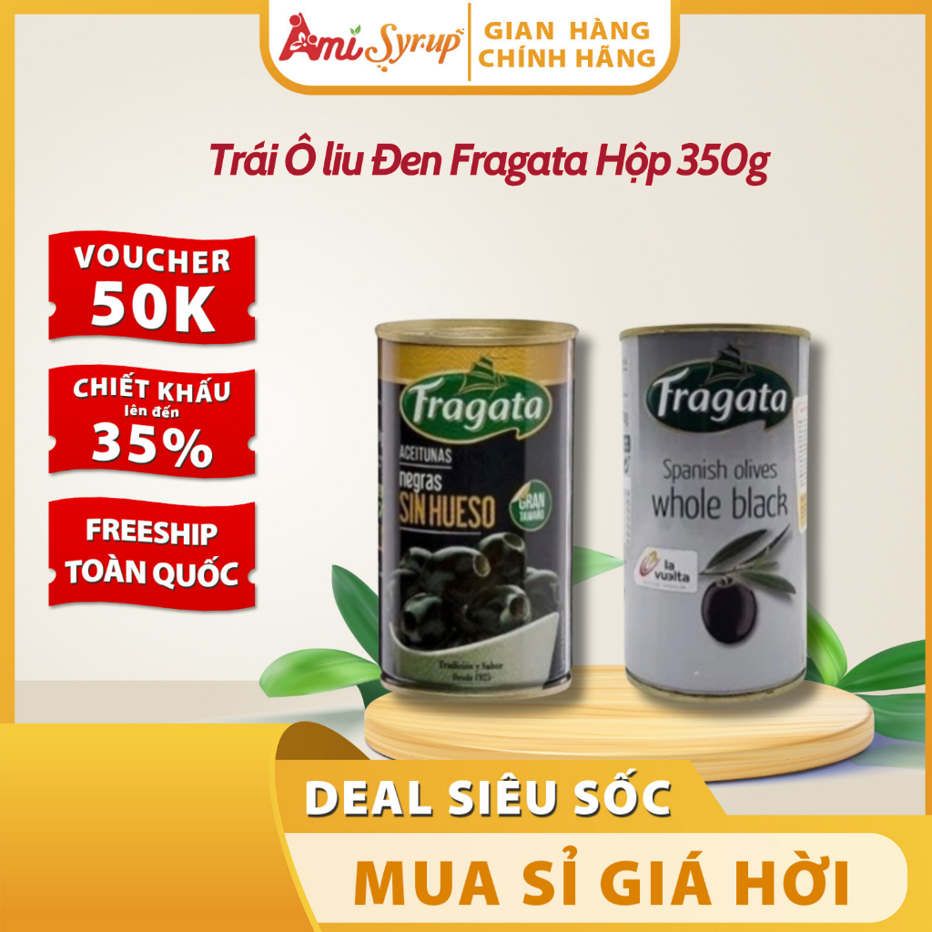 Trái Ô liu Đen Fragata Hộp 350g – Béo Bùi, Ăn Liền, Giàu Dinh Dưỡng 🫒🍴