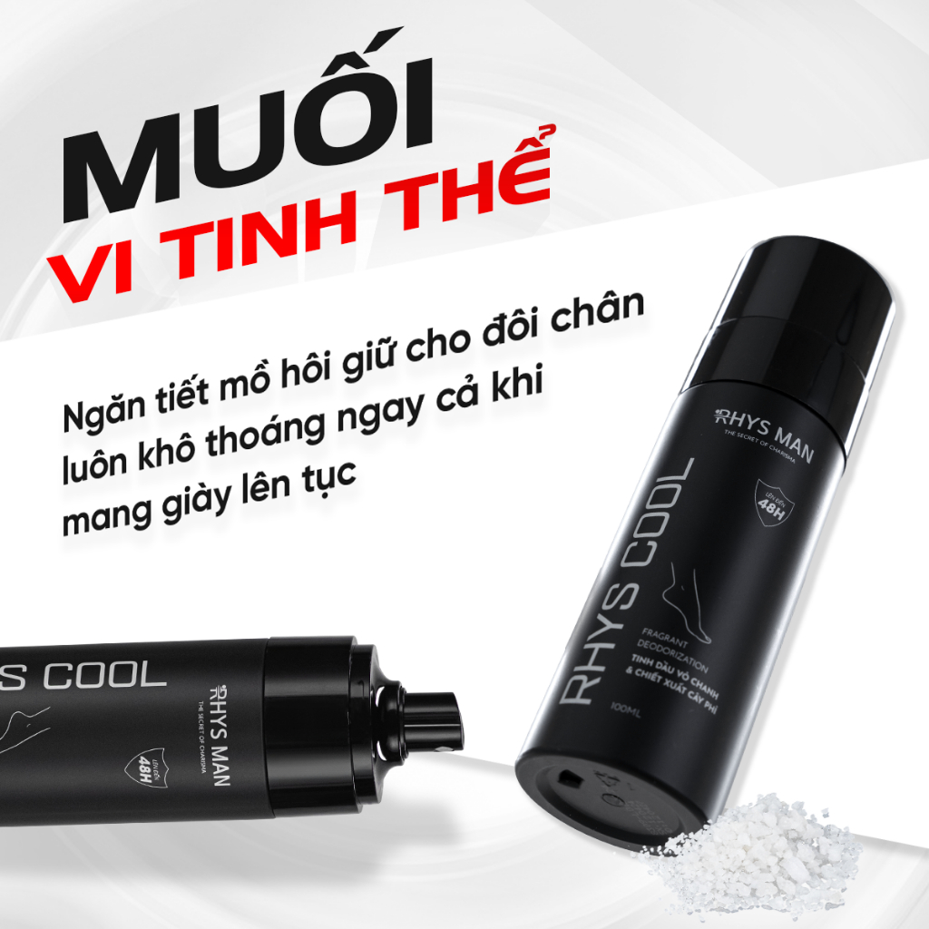 Ảnh Xịt khử mùi chân 48h RHYS MAN tinh dầu vỏ chanh kiểm soát mùi và ngăn mồ hôi chân Rhys Cool 100ml 2