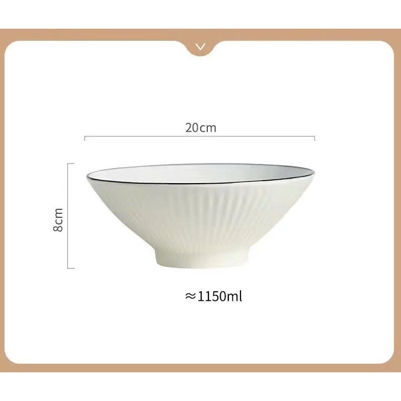 Tô sứ dáng nón sọc trắng viền đen ăn cơm, ăn phở  Bát tô loe hình nón, Bát ăn phở, Bát tô mỳ