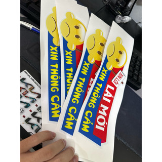 Decal LÁI MỚI XIN THÔNG CẢM trang trí xe ô tô- Tem PVC 3 lớp không thấm nước chống phai màu
