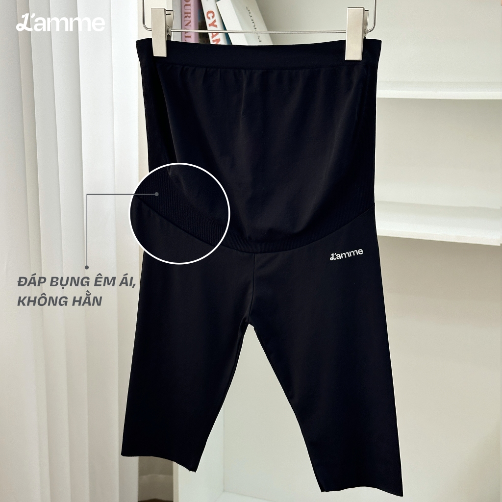 Ảnh Quần bầu Legging Coolmax chất liệu shark skin co giãn, không đường may mẹ bầu mặc thoải mái, thoáng khí BY L'AMME 4