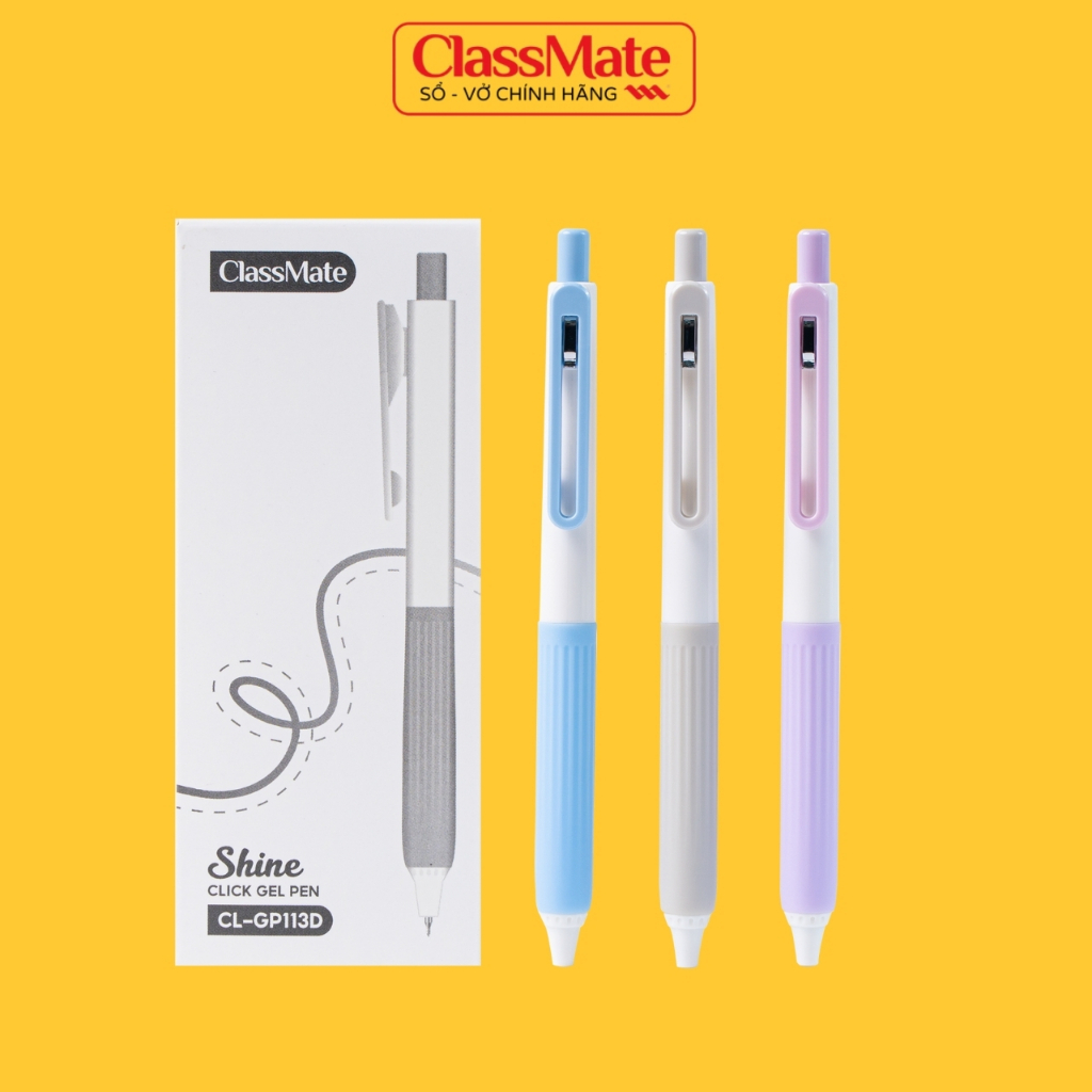 Bút Bi Gel Bấm Classmate Bút Nước Ngòi 0.5mm Shine Xanh Đen Tím Viết ...