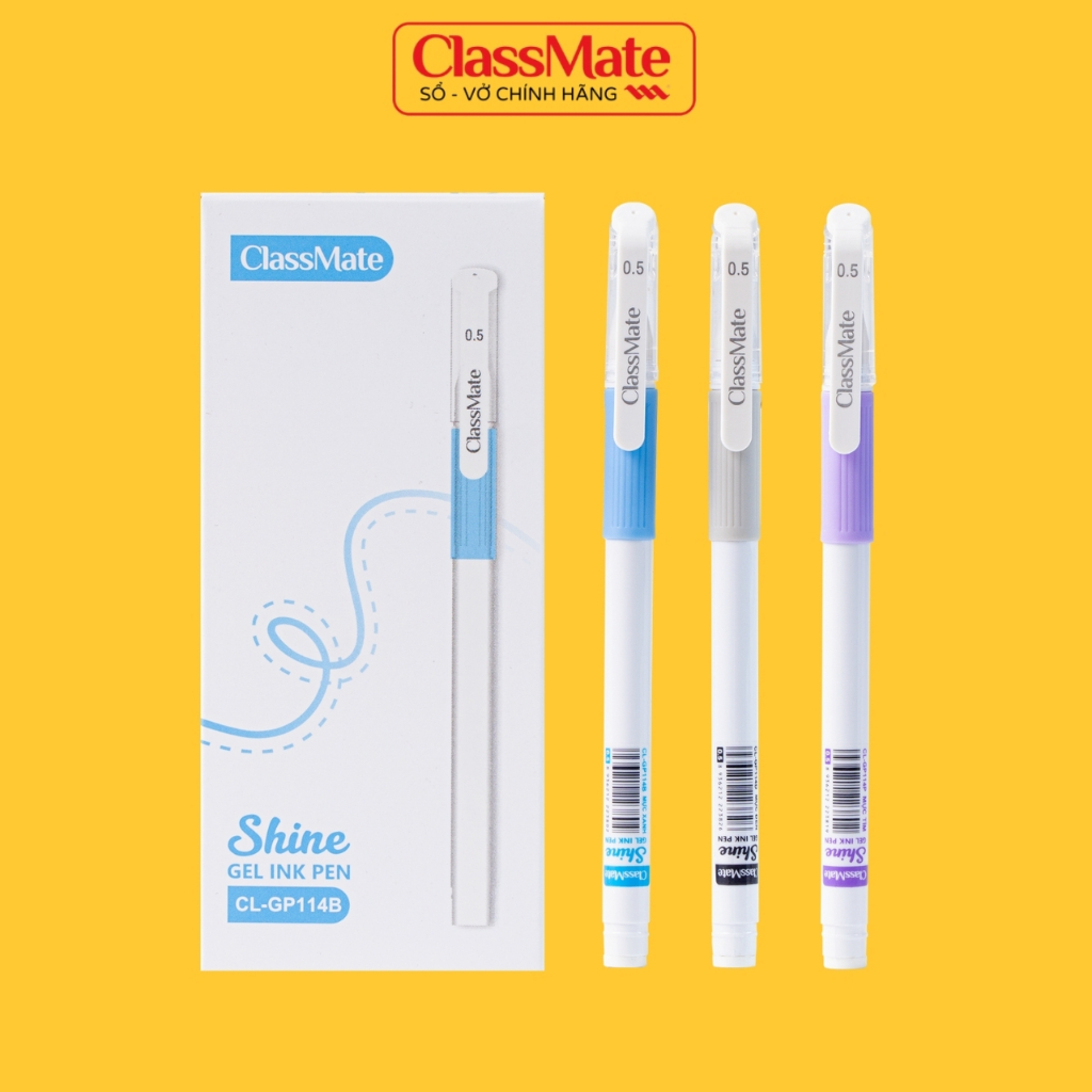 Bút Gel Classmate Bút Nước Ngòi 0.5mm Shine Xanh Đen Tím Viết Trơn Mực ...