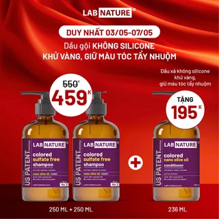 Dầu gội Lab Nature No.1 Không Silicone Khử Vàng, Giữ Màu Tóc Tẩy Nhuộm - Công nghệ Nano Dầu Olive - 250ml