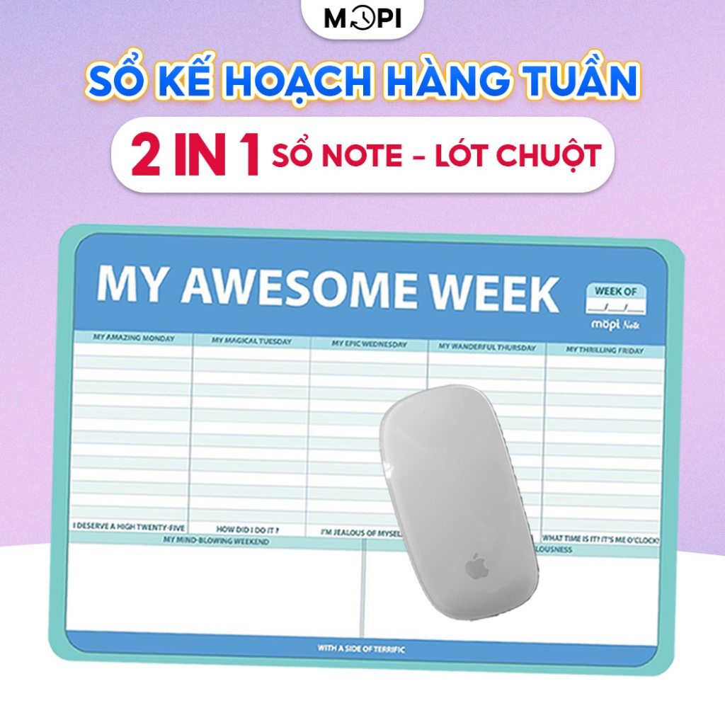 Sổ tay mini lập kế hoạch hàng tuần, Mopi Note Pad to do list kết hợp ...