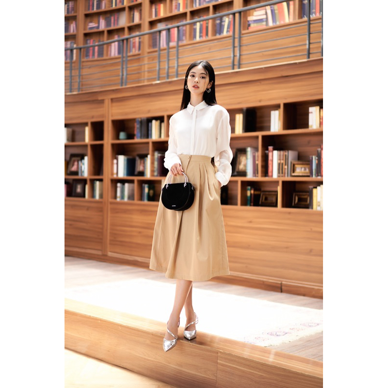 Ảnh De Leah - Áo Sơ Mi Cổ Đức & Chân Váy Midi Xếp Li - Thời Trang Thiết Kế 2