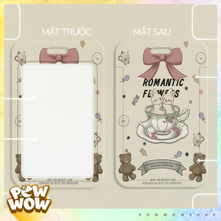 Bao Đựng Thẻ Nhân Viên Nhựa ABS Hình Thỏ Rabbit – Hoạ Tiết Romantic Flowers Dễ Thương Phong Cách Tiểu Thư