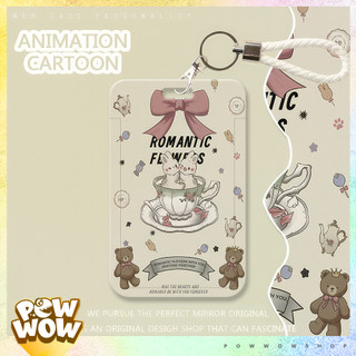 Bao Đựng Thẻ Nhân Viên Nhựa ABS Hình Thỏ Rabbit – Hoạ Tiết Romantic Flowers Dễ Thương Phong Cách Tiểu Thư