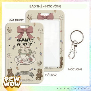Bao Đựng Thẻ Nhân Viên Nhựa ABS Hình Thỏ Rabbit – Hoạ Tiết Romantic Flowers Dễ Thương Phong Cách Tiểu Thư
