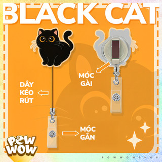 Lõi Tơrua Kéo Rút 60cm Nhựa ABS Hình Mèo Đen – Hoạ Tiết Acrylic Black Cat Dễ Thương Sử Dụng Gắn Bao Thẻ / Móc Khoá