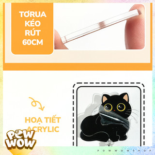 Lõi Tơrua Kéo Rút 60cm Nhựa ABS Hình Mèo Đen – Hoạ Tiết Acrylic Black Cat Dễ Thương Sử Dụng Gắn Bao Thẻ / Móc Khoá