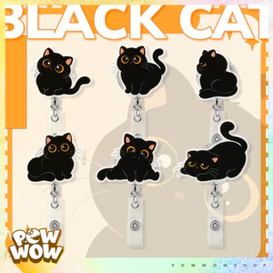 Lõi Tơrua Kéo Rút 60cm Nhựa ABS Hình Mèo Đen – Hoạ Tiết Acrylic Black Cat Dễ Thương Sử Dụng Gắn Bao Thẻ / Móc Khoá