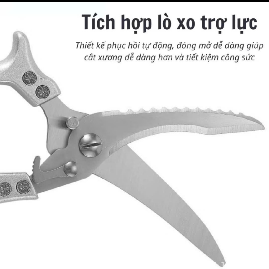 Kéo Cắt Gà Vịt Chuyên Dụng Kéo Cộng Lực Cắt Đồ Ăn Đa Năng Chất Liệu Thép Không Gỉ Hàng Đức Chắc Chắn Bền Bỉ