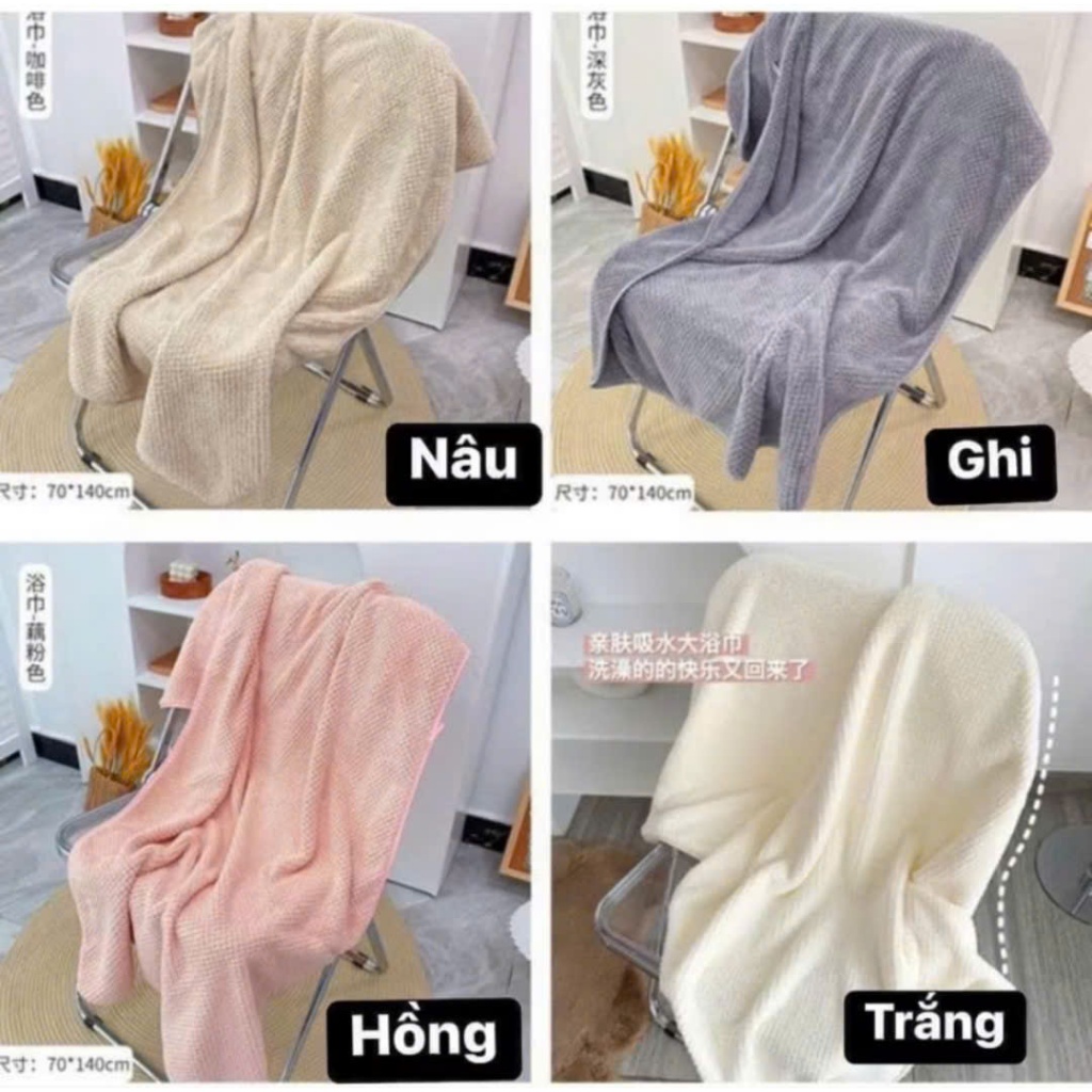 Khăn tăm san hô siêu thấm hút, khăn tắm hàn quốc chất liệu sợi Microfiber kích thước 70x140cm