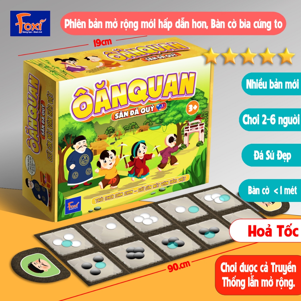 Bộ Cờ Ô ăn Quan Bản Săn Đá Quý Foxi với 3 in 1 Trò chơi dân gian đặc sắc của việt nam