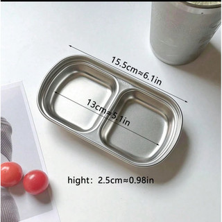 Chén, Đĩa  Hai Ngăn Dùng Đựng Gia Vị Chấm - Inox 304 Mạ Vàng Sang  Trọng -Đựng Tương Ơt