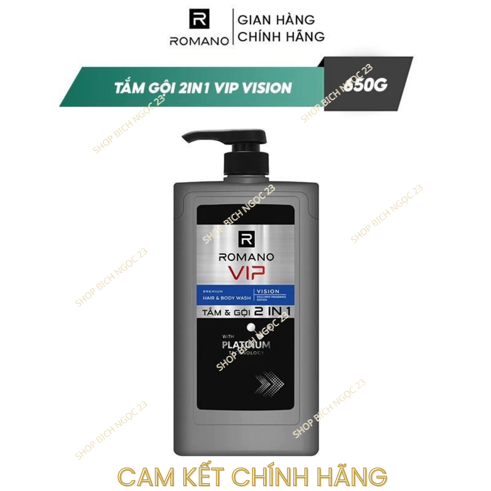 Tắm gội cho nam Romano 2in1 VIP Passion / Vision / Impress 650g
