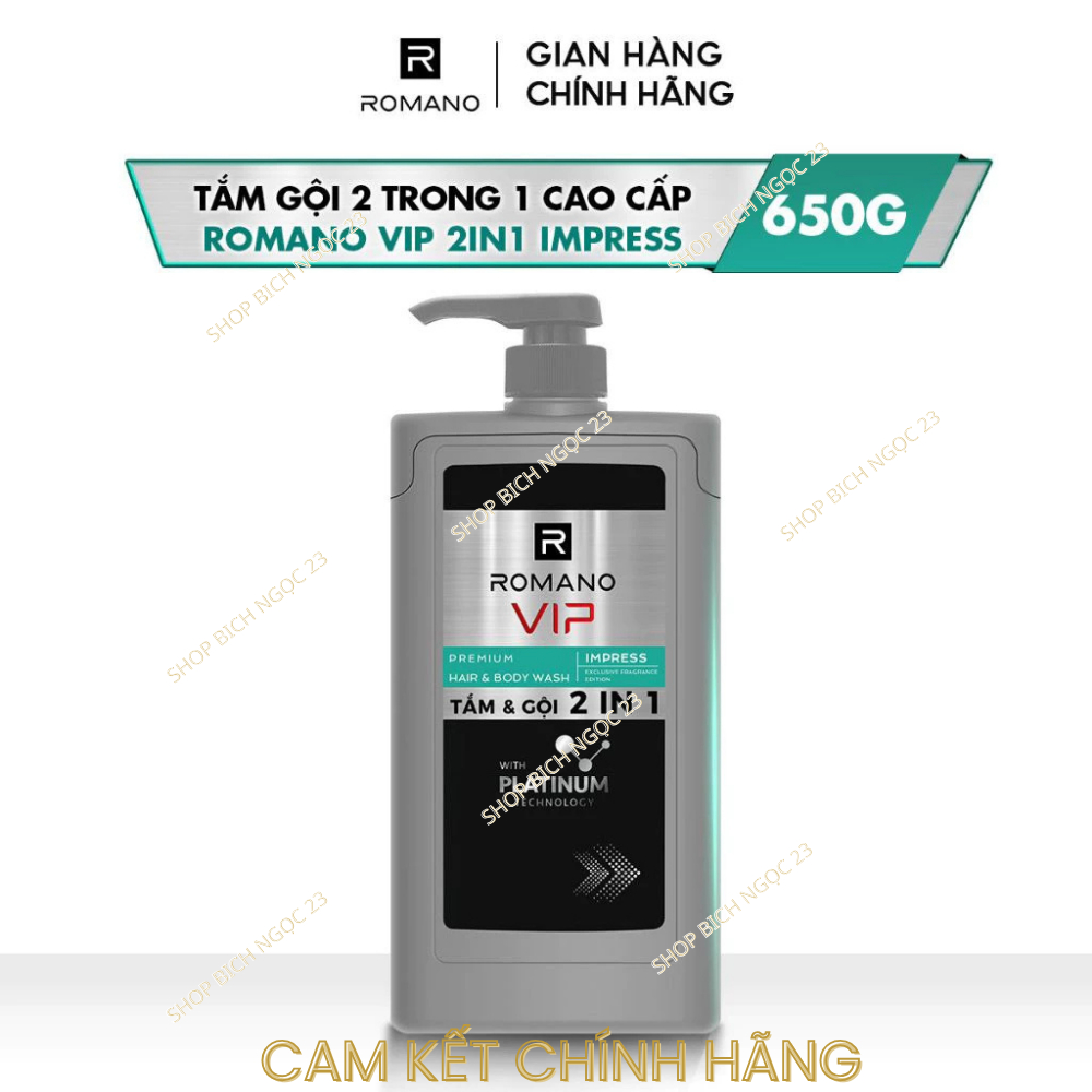 Tắm gội cho nam Romano 2in1 VIP Passion / Vision / Impress 650g