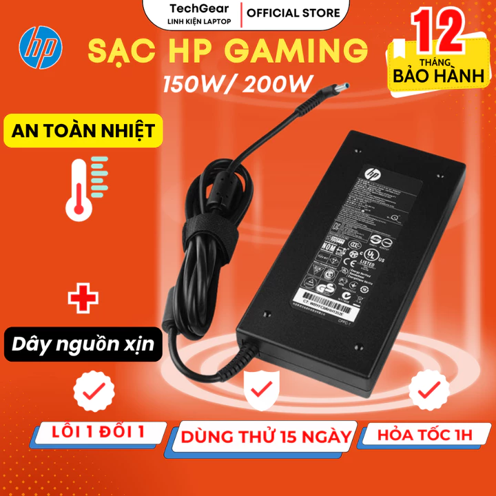 Sạc Laptop HP Dành Cho HP Victus Gaming, HP ZBook 15 17, HP OMEN 15 17, HP EliteBook 7.7A 150W/10.3A 200W - BH 12 THÁNG