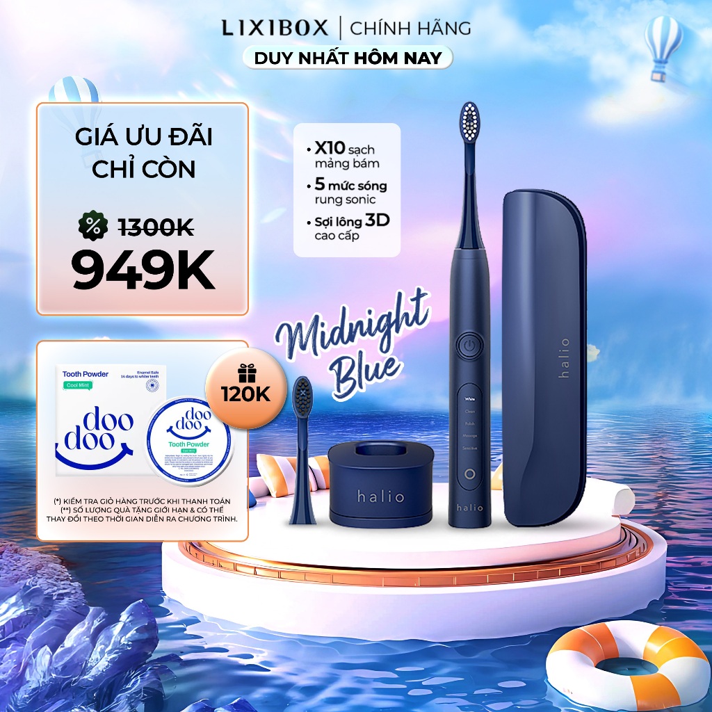 Ảnh Bàn Chải Điện Halio Sonic Whitening Toothbrush Pro - Màu White Kèm Hộp Đựng 2