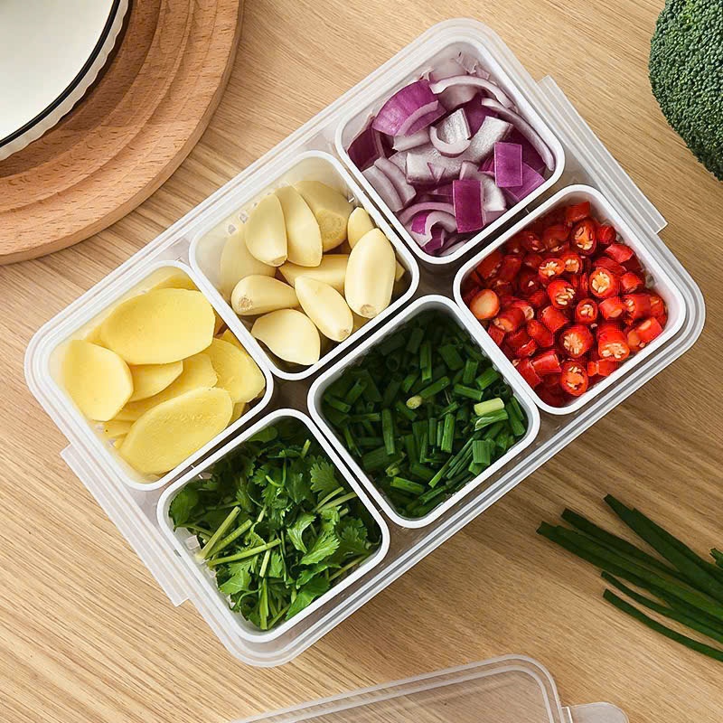 Hộp bảo quản tủ lạnh 6 lưới,hộp bảo quản thực phẩm trái cây có lưới lọc thoát nước