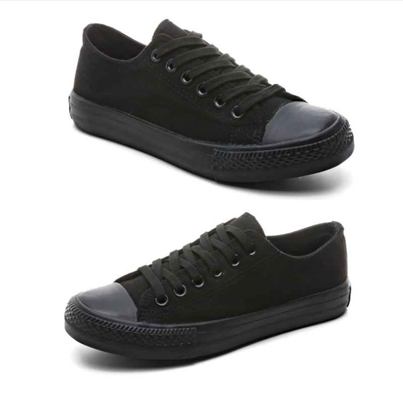 [ thanh lý] Giày thể thao Sneaker vải Canvas màu đen Đế Cao Su đúc Chống Trơn (fom ôm, tăng 2 size)