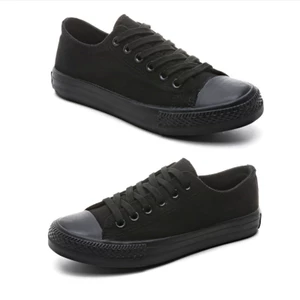 Giày thể thao Sneaker vải Canvas màu đen Đế Cao Su đúc Chống Trơn (fom ôm, tăng 2 size)