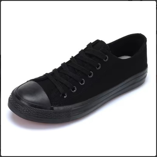 [ thanh lý] Giày thể thao Sneaker vải Canvas màu đen Đế Cao Su đúc Chống Trơn (fom ôm, tăng 2 size)