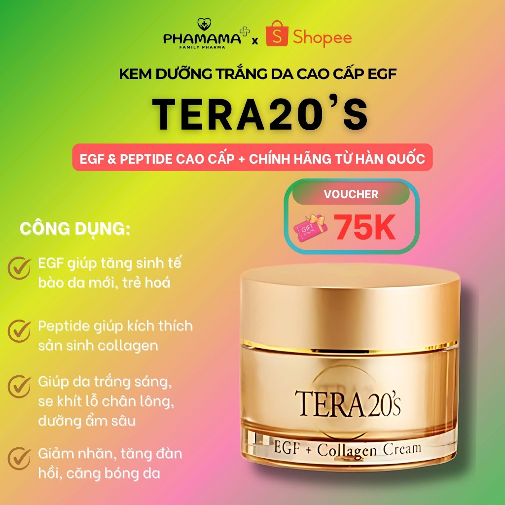 Ảnh Kem dưỡng trắng da EGF Tera20's giúp cấp ẩm, giảm nếp nhăn và ngăn ngừa lão hoá 30g 1