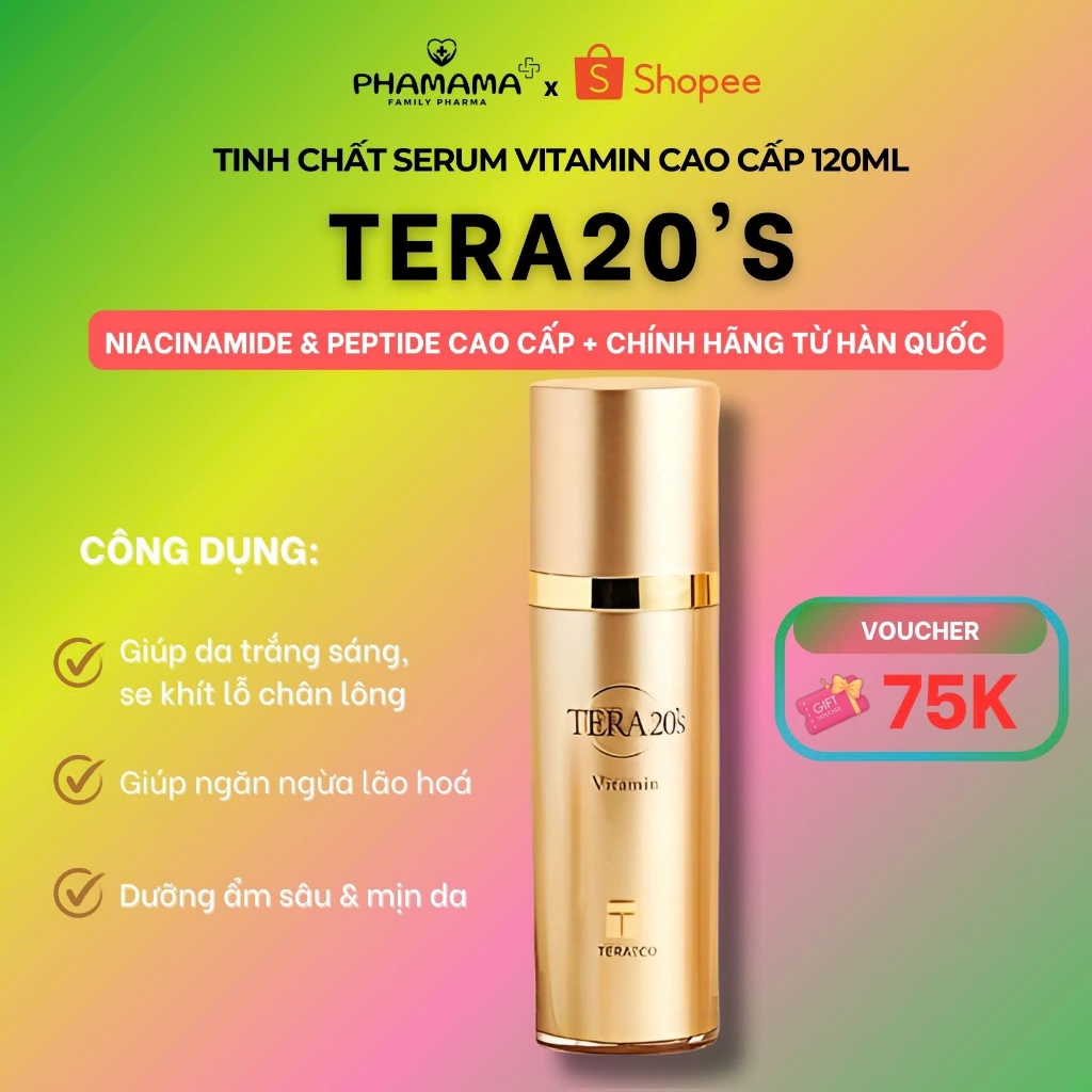 Ảnh Tinh chất Vitamin Tera20's dưỡng sáng, cấp ẩm và chống lão hóa, làm dịu da nhạy cảm, cải thiện nếp nhăn (120ml) 1